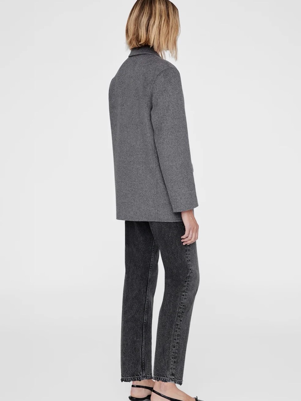 Anine Bing Oversized Heavyweight Cashmere Blend Blazer in Heather Grey - Picture 4 of 9